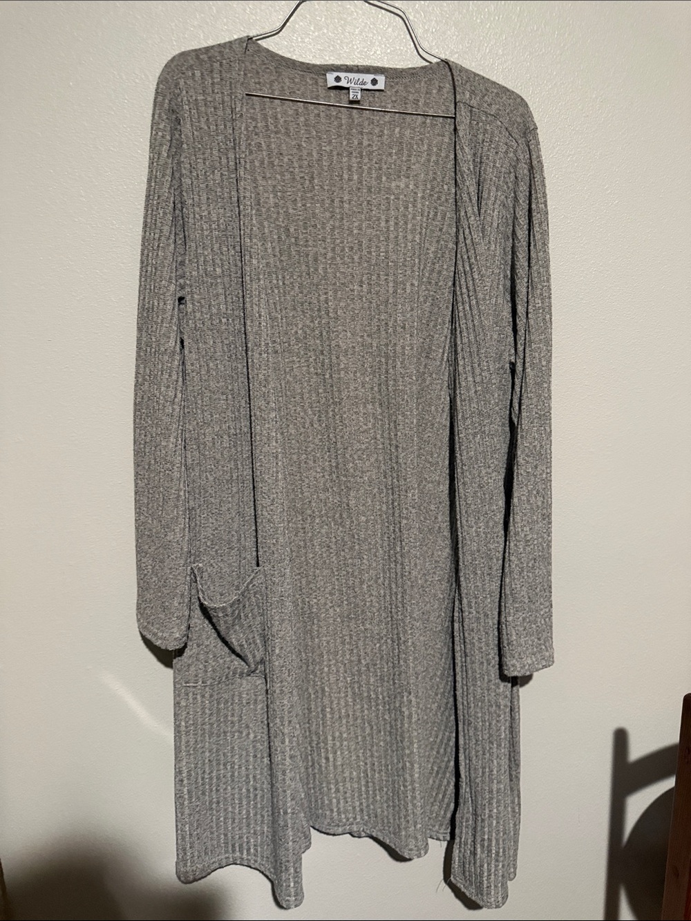 Soft Ribbed Open-Front Cardigan - Gray